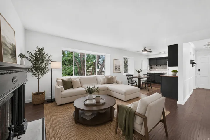 Virtually staged living room
