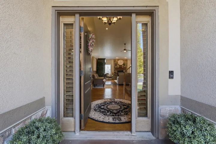 Textured stucco exterior with stone accents