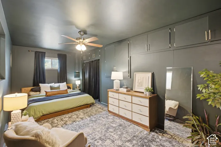 Large primary bedroom with plenty of space for storage.