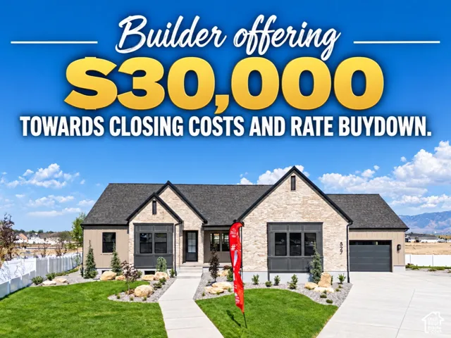 Promotional Advertisement. Highlighting a builder incentive of financial contribution towards closing costs and rate buydown for the property