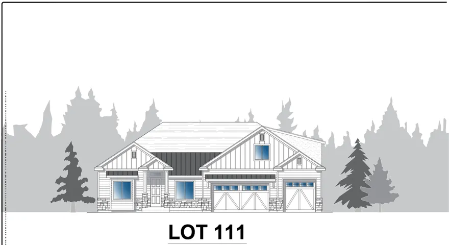 Architectural Rendering. Illustrating the exterior facade of the property on Lot 111