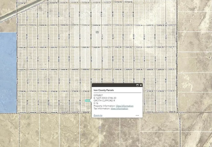Plat Map. Displaying parcel information with identification number, owner details, and property size for the specified parcel