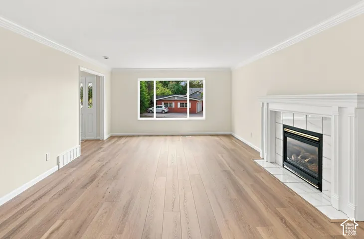 With gas log fireplace