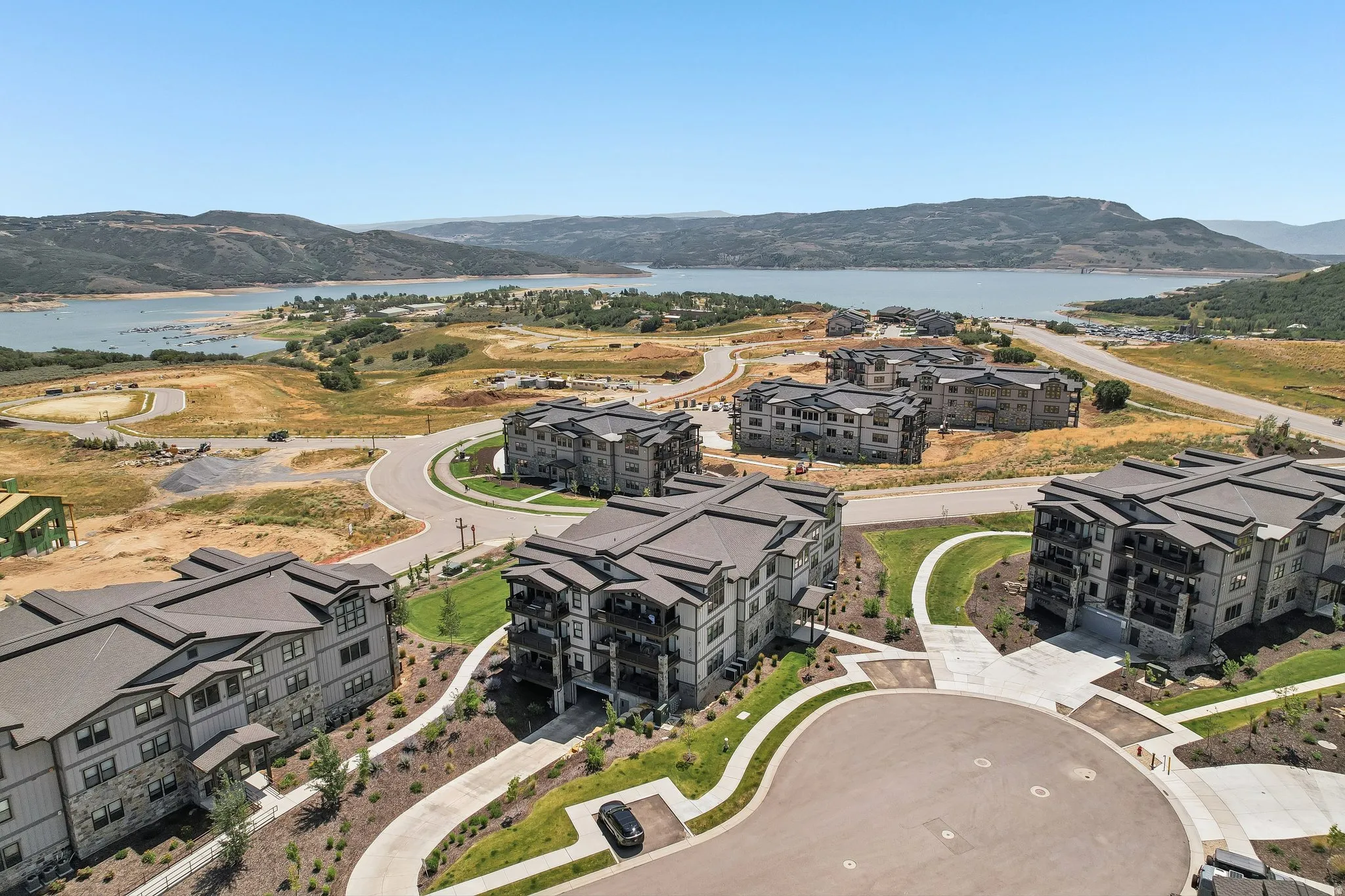Modern residential buildings featuring contemporary architecture and neutral-toned exteriors