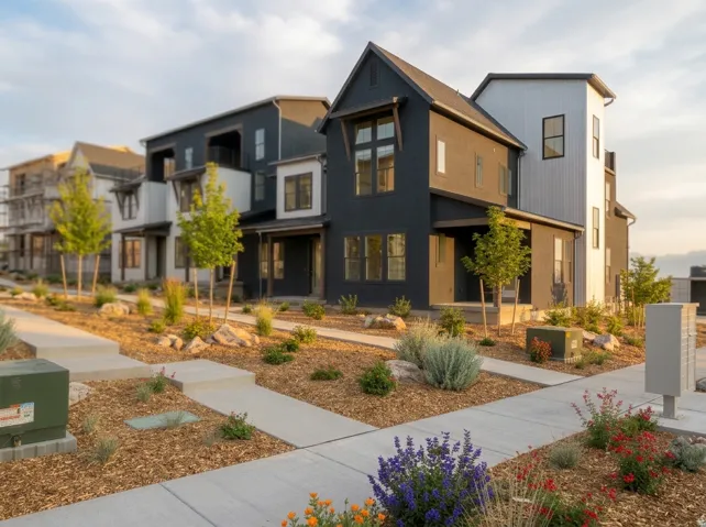 Modern exterior situated in a courtyard