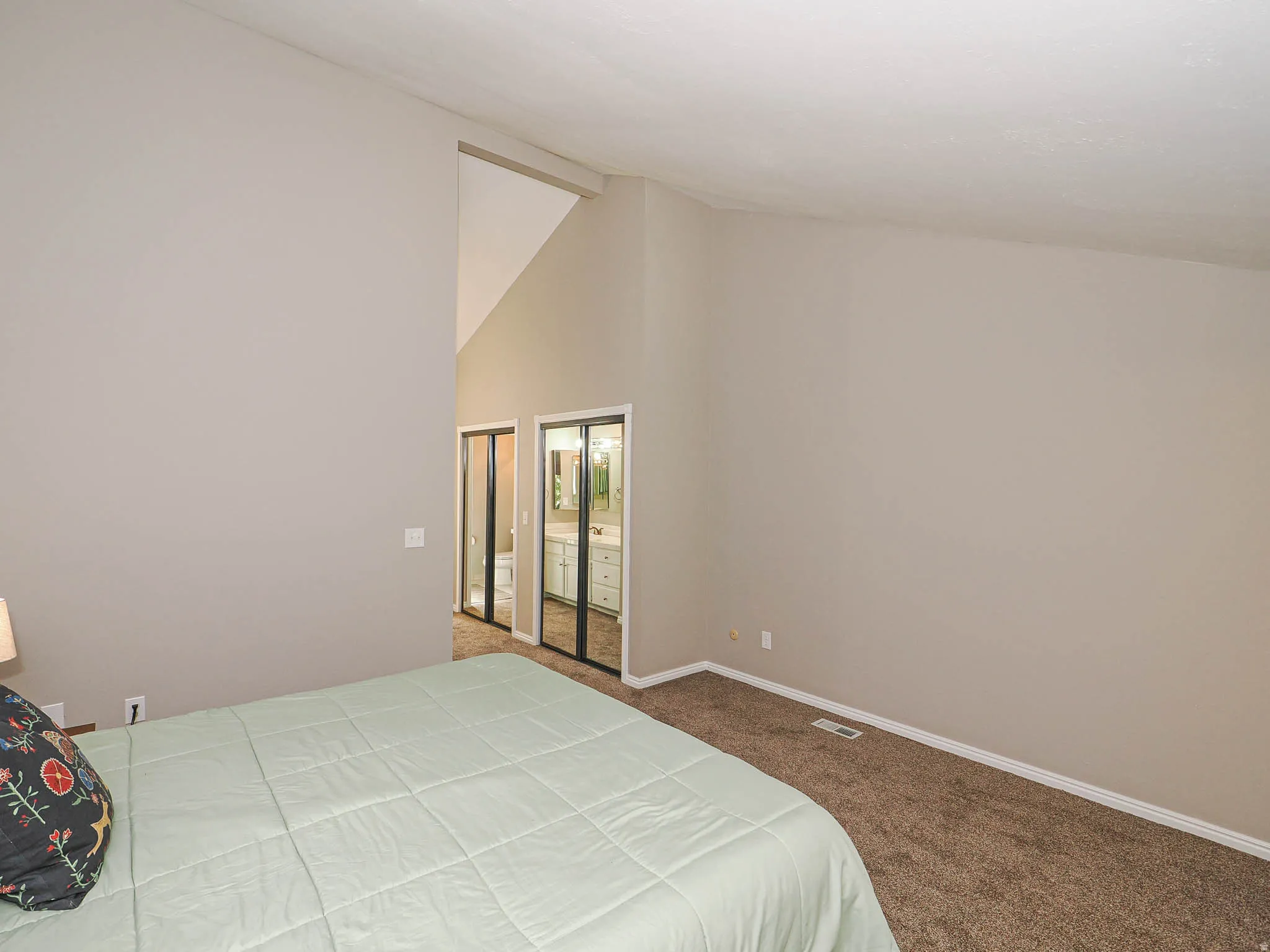 Vaulted ceiling with a neutral paint palette