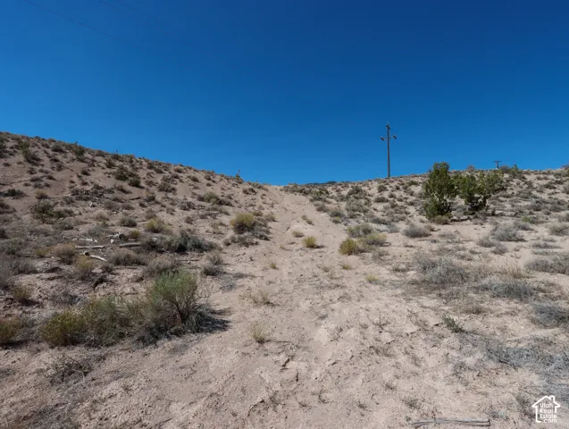 Elevated desert terrain featuring sparse, natural vegetation and a clear sky backdrop