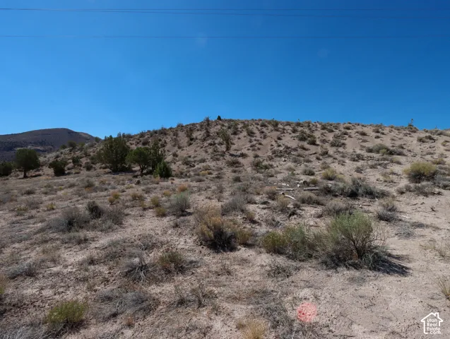 Undeveloped land featuring natural desert vegetation, varied topography, and distant hills under a clear sky