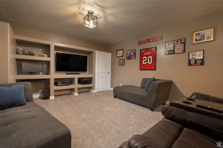Built-in entertainment center featuring multiple shelving units and dedicated television space