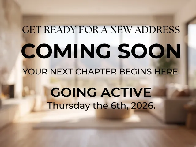Real Estate Listing Advertisement. Announcing the activation date for the property listing