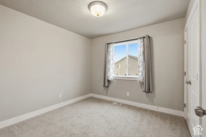 Room featuring light gray carpet flooring and neutral wall paint
