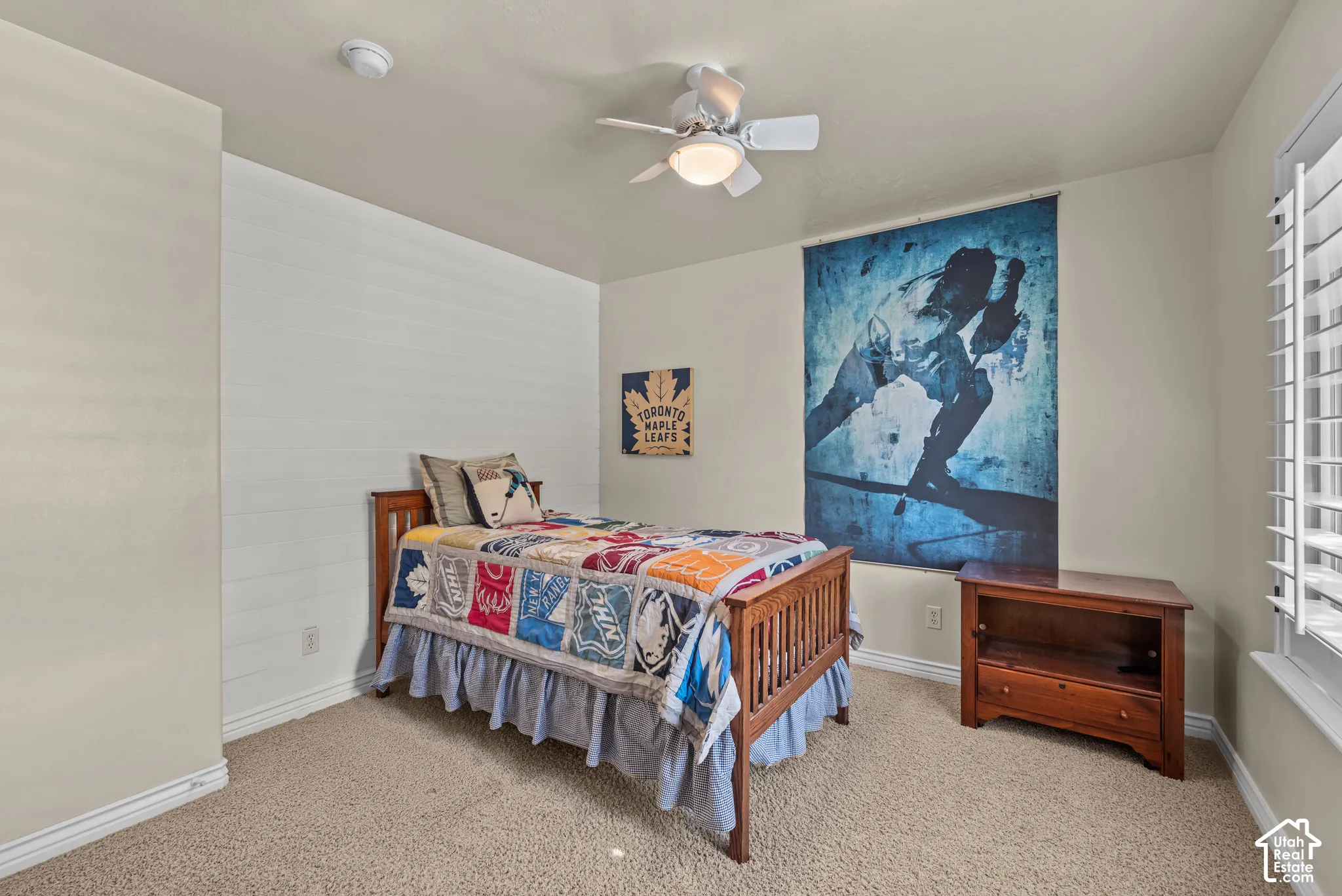Bedroom 2 - vertical shiplap decorative wall