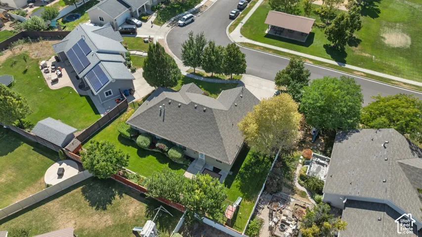 aerial view of back of home