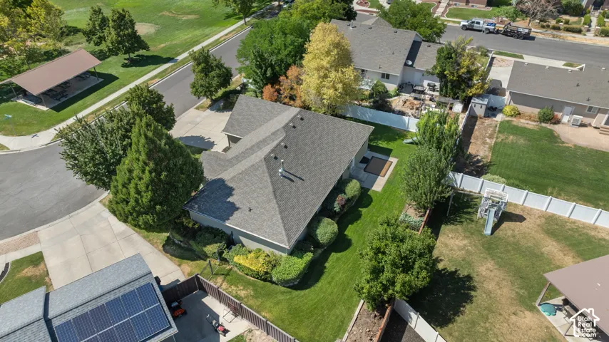 aerial view of backyard