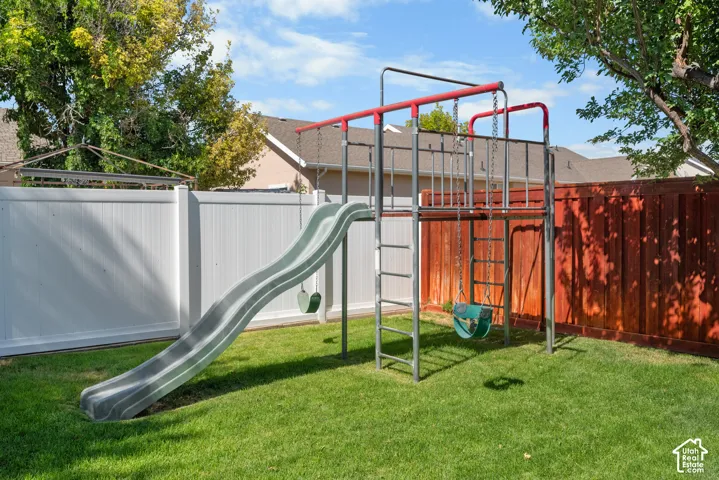 swing set in backyard