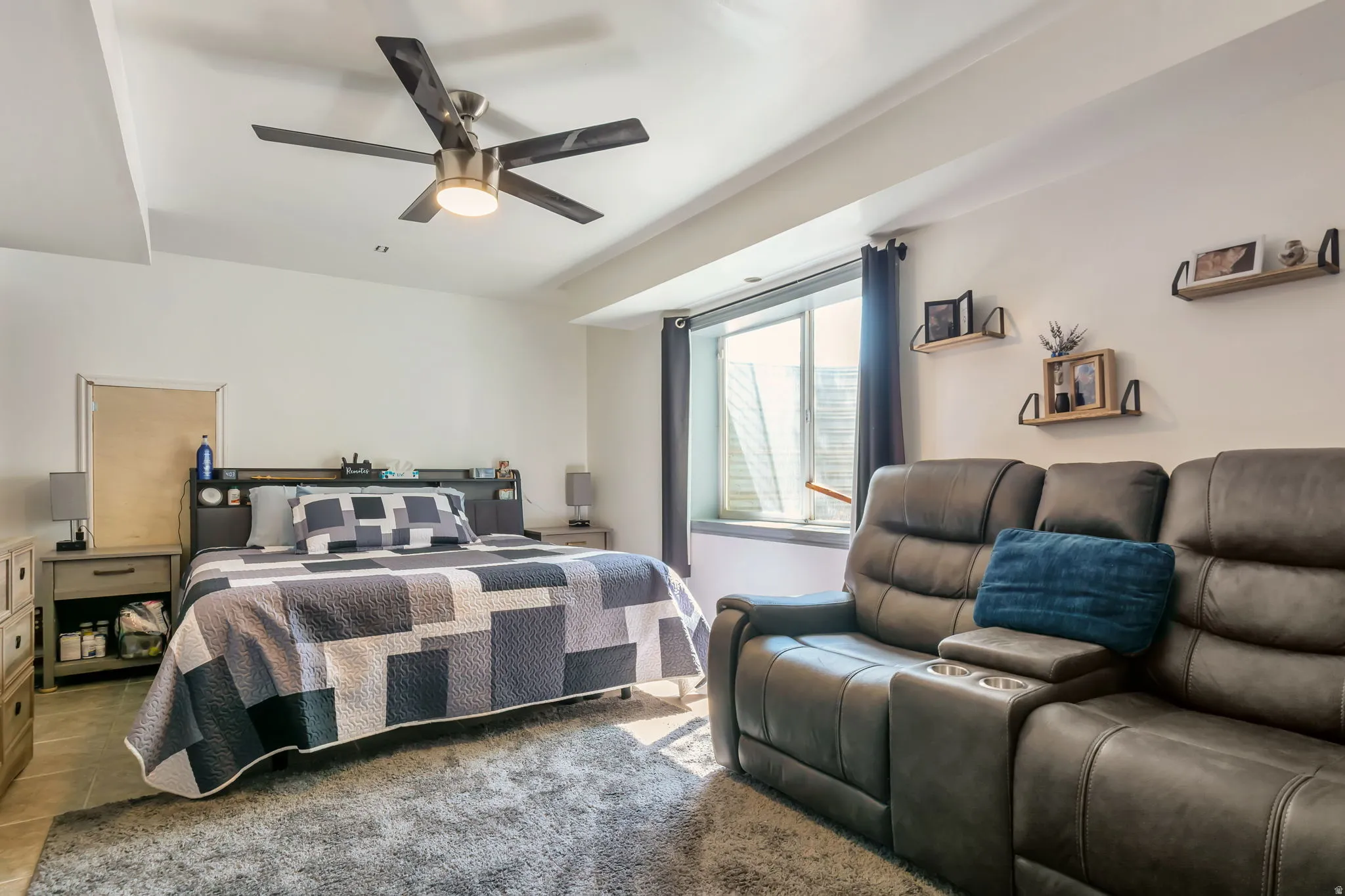 Recessed lighting with a ceiling fan overhead