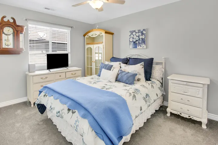 Light gray wall finishes with gray carpet flooring