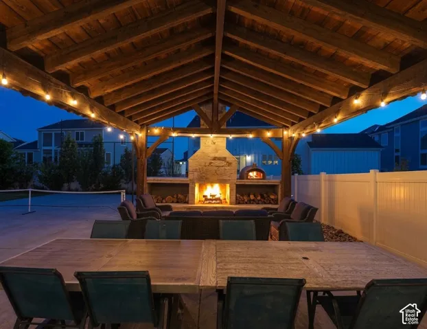 Timber pavilion with wood fired pizza oven