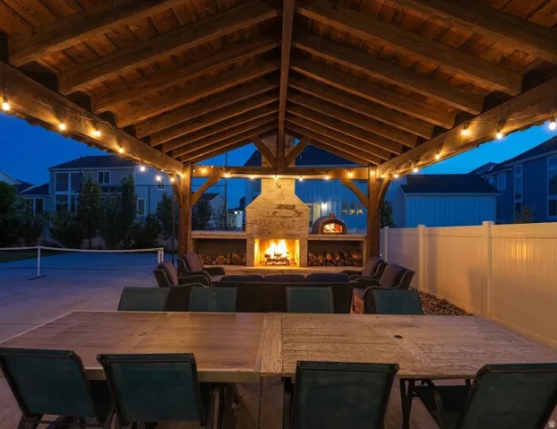 Timber pavilion with wood fired pizza oven