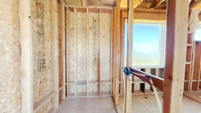 New construction framing with a window opening