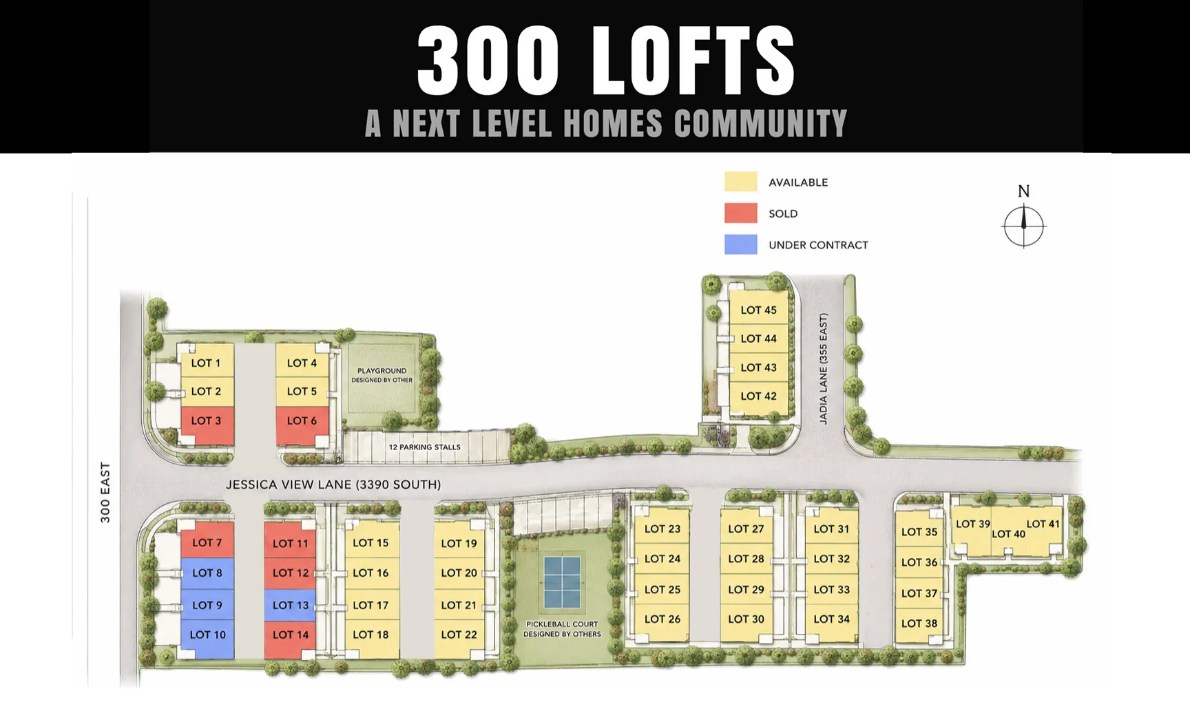 Community Site Plan. Displaying the layout of properties, including availability status