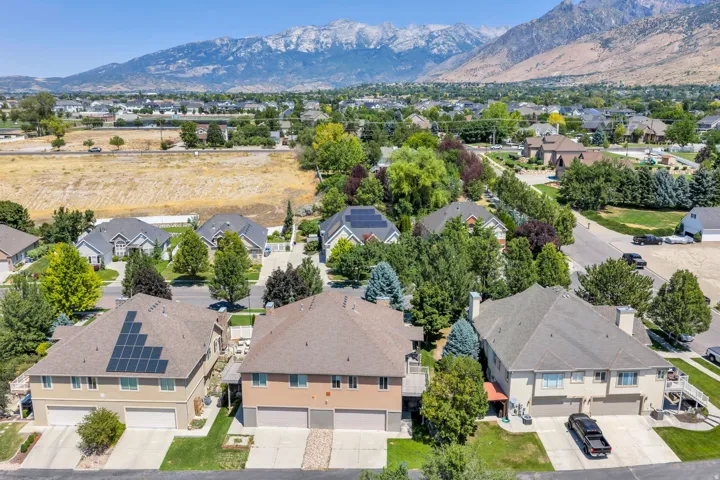 Residential neighborhood with mountain backdrop