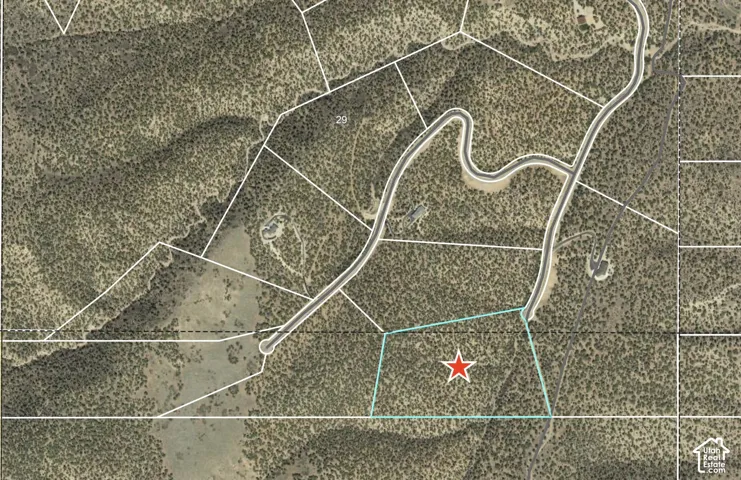 Aerial Parcel Map. Outlining the boundary lines and geographical position of the property