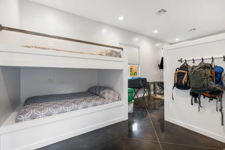Built-in bunk beds with integrated power outlets