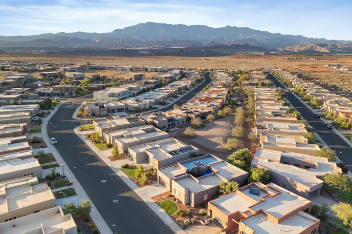 Expansive residential development featuring contemporary architecture with flat roofs