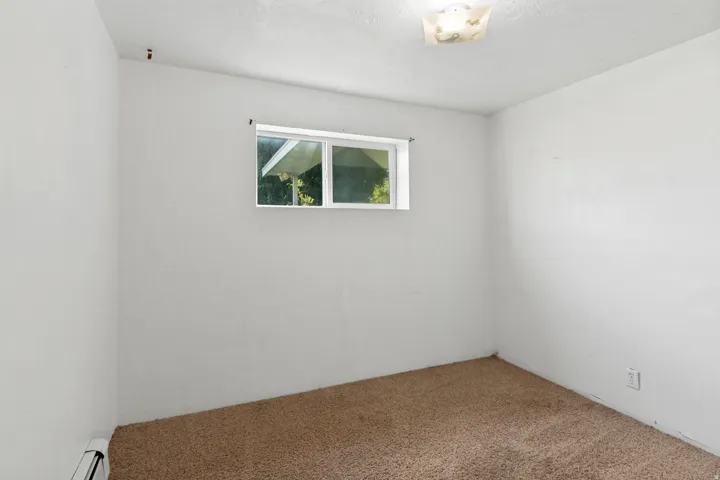 Carpeted room with a dual-pane window and a ceiling-mounted light fixture