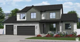 Contemporary two-story residence featuring a dark asphalt shingle roof and a two-tone exterior