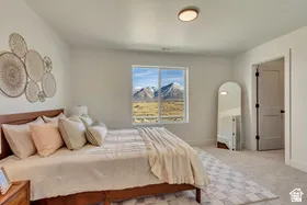 Picture window showcasing mountain scenery