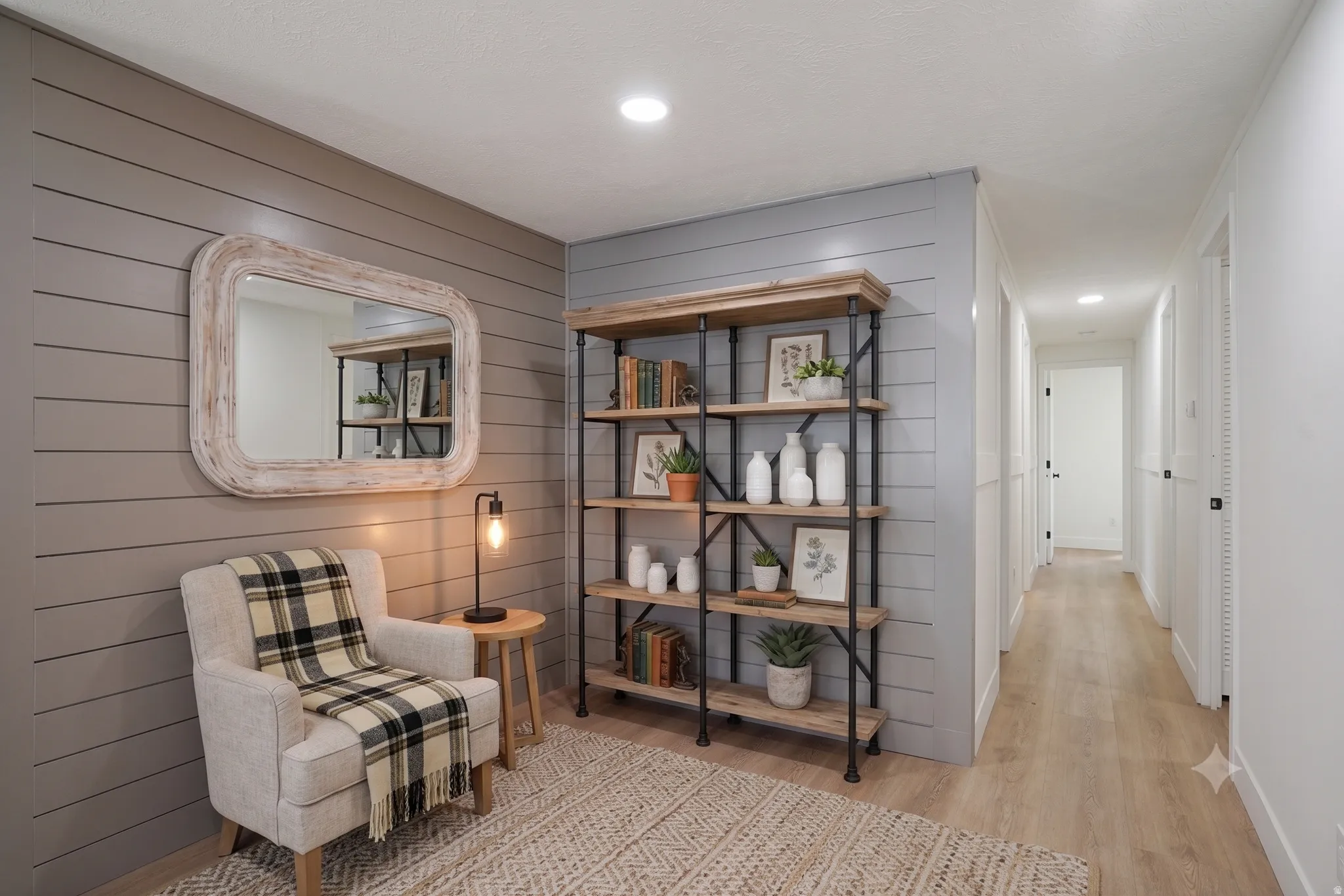 Accent wall featuring horizontal wood paneling