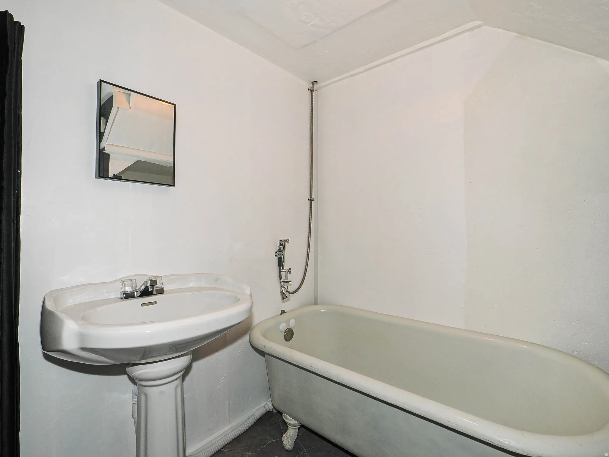 Toilet is installed but sink and bathtub are not installed.  They will remain with the home.