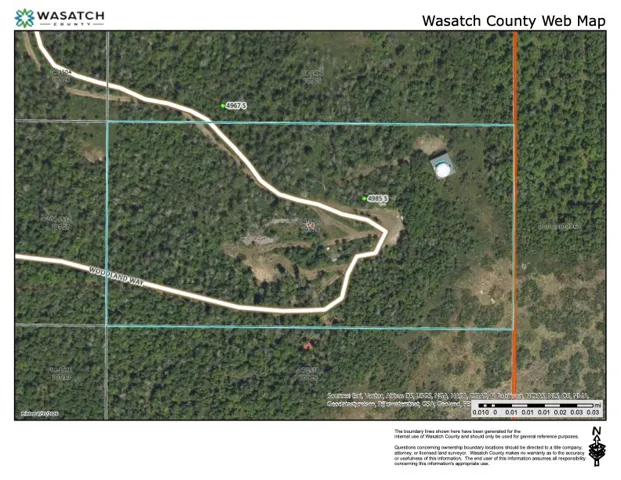 Wasatch County Web Map. Displaying the property boundary and surrounding features