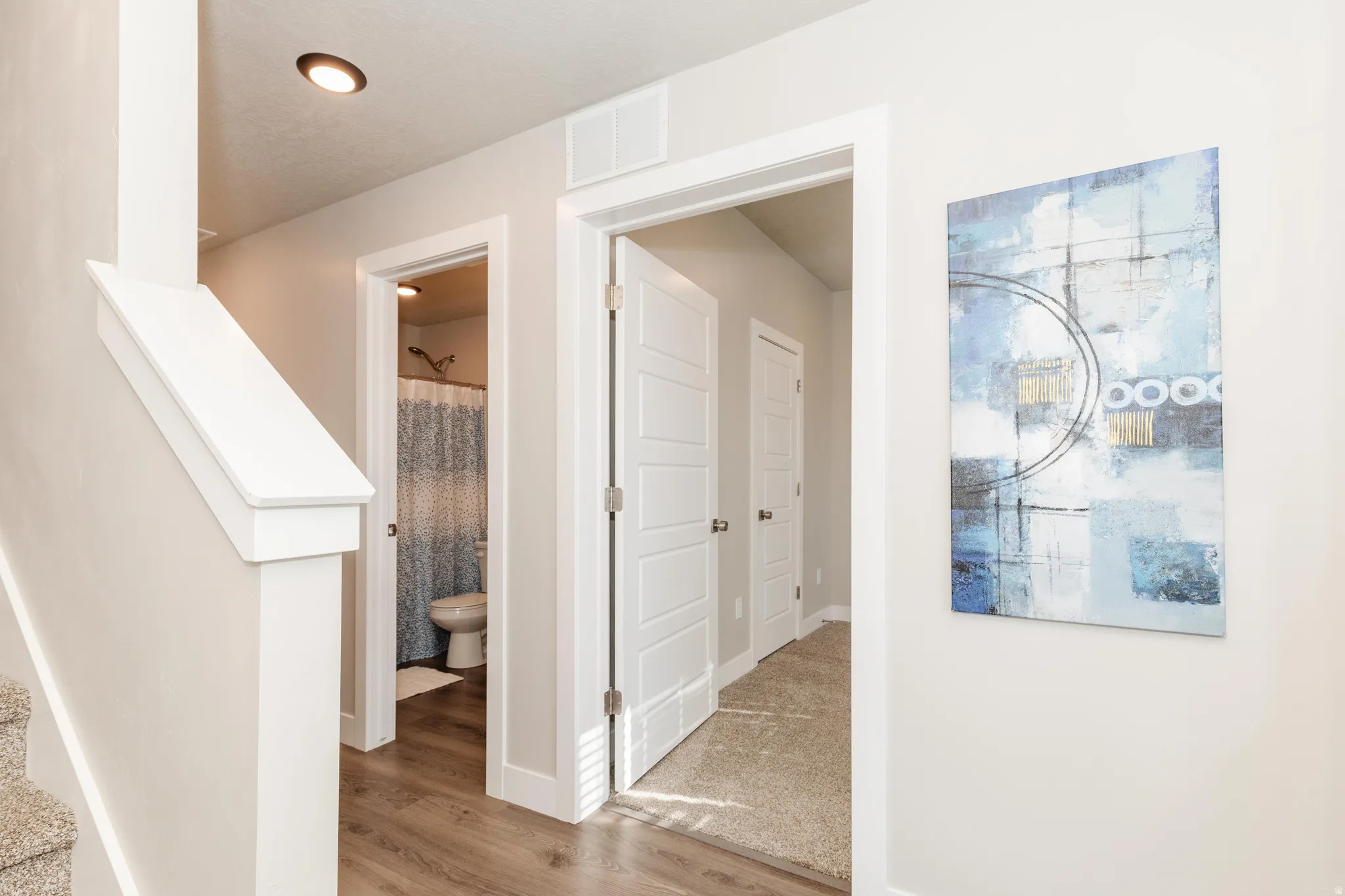 Interior hallway with recessed lighting