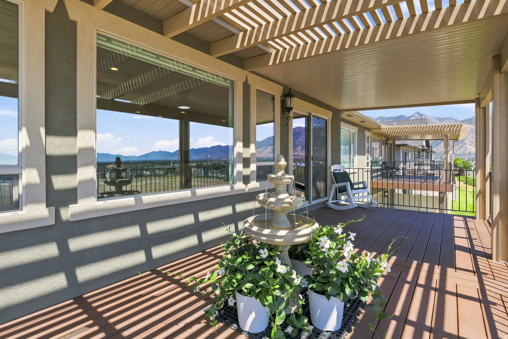 Notice the deck has one side with shade and the other side is slatted for open light.  Talk about the best of two options.  LOVE IT!!!