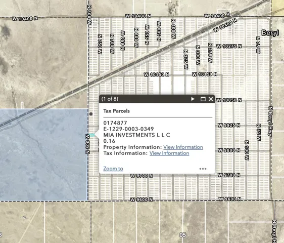 Tax Parcels. Displaying parcel identification, owner, and property size for the property