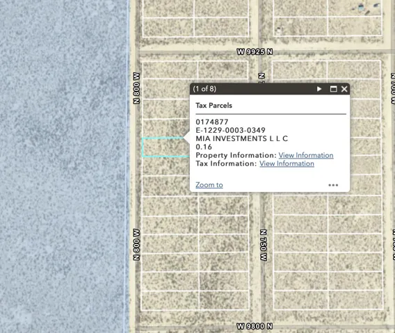 Tax Parcels, Property Information, and Tax Information. Detailing parcel identification, owner, and acreage for the property