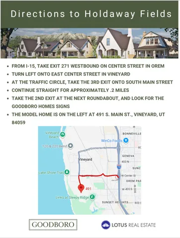Directions to Holdaway Fields. Navigational instructions and map reference for locating the property in Vineyard, Utah