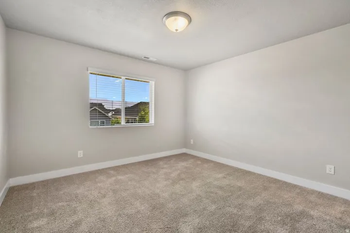 Room featuring neutral carpeting, light-toned walls, and white trim