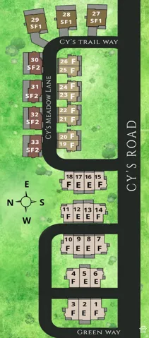 Site Plan. Illustrating the property layout and individual unit designations