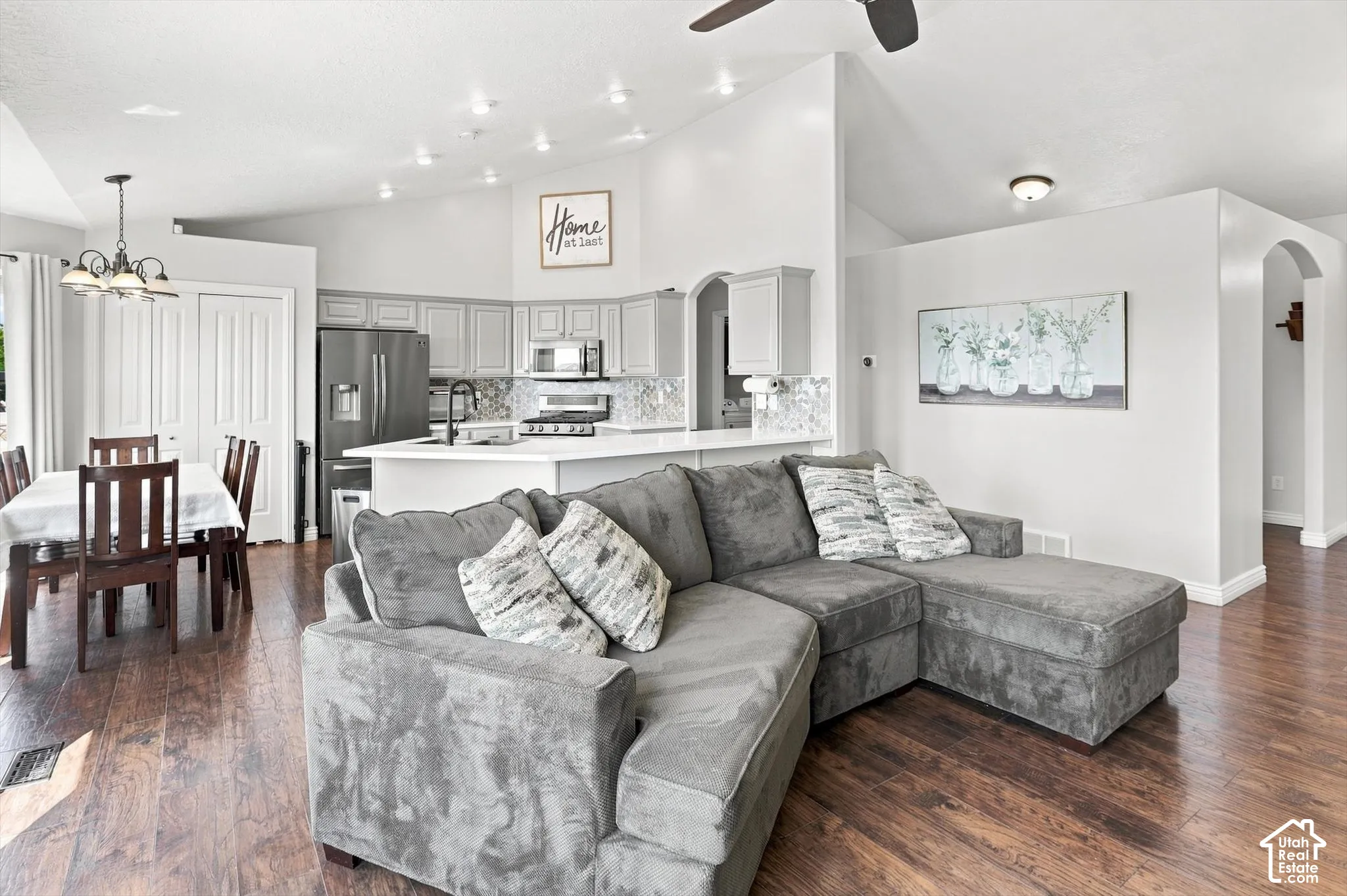 Open concept family room and kitchen