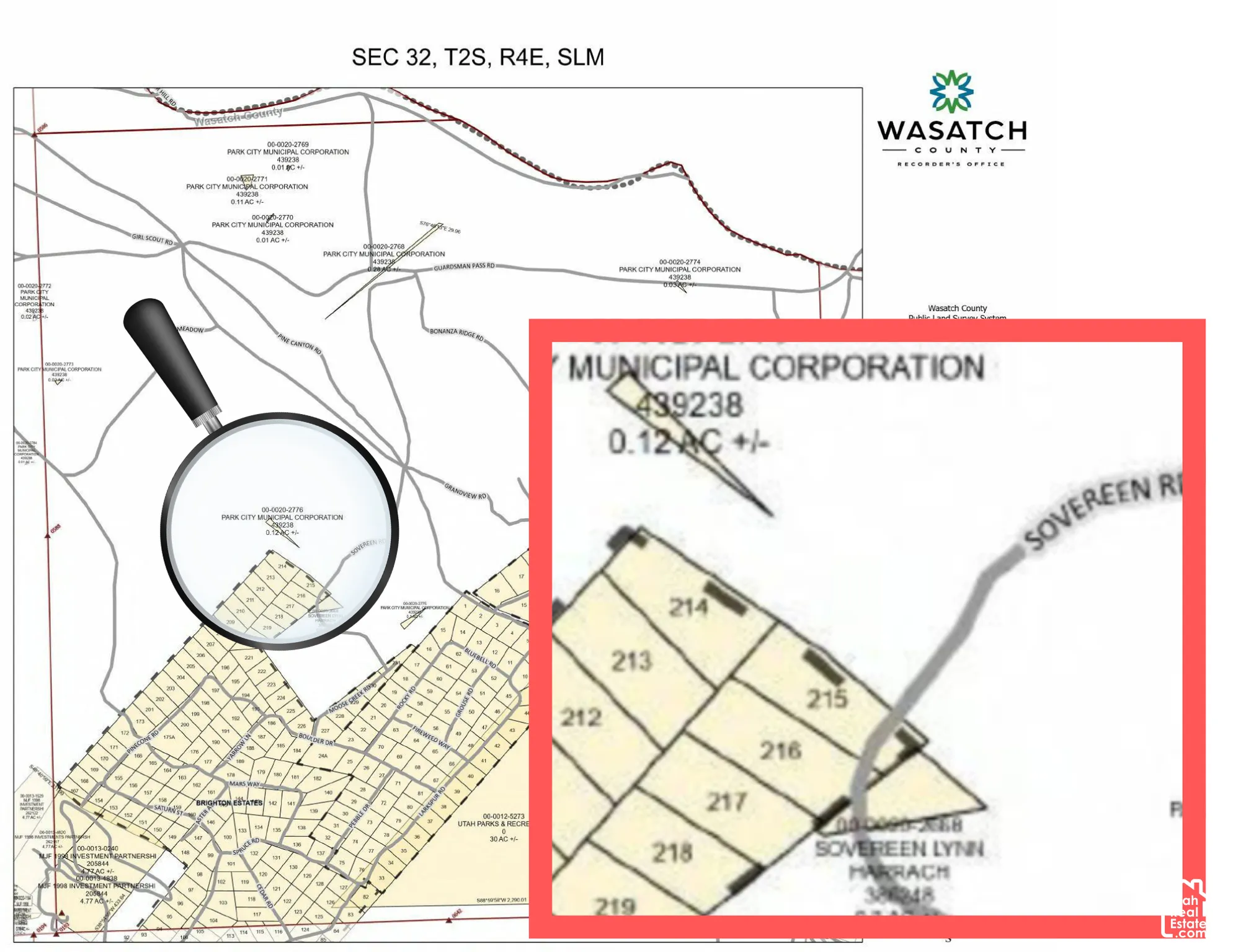 Plat Map. Illustrating lot divisions and property boundaries within the specified section