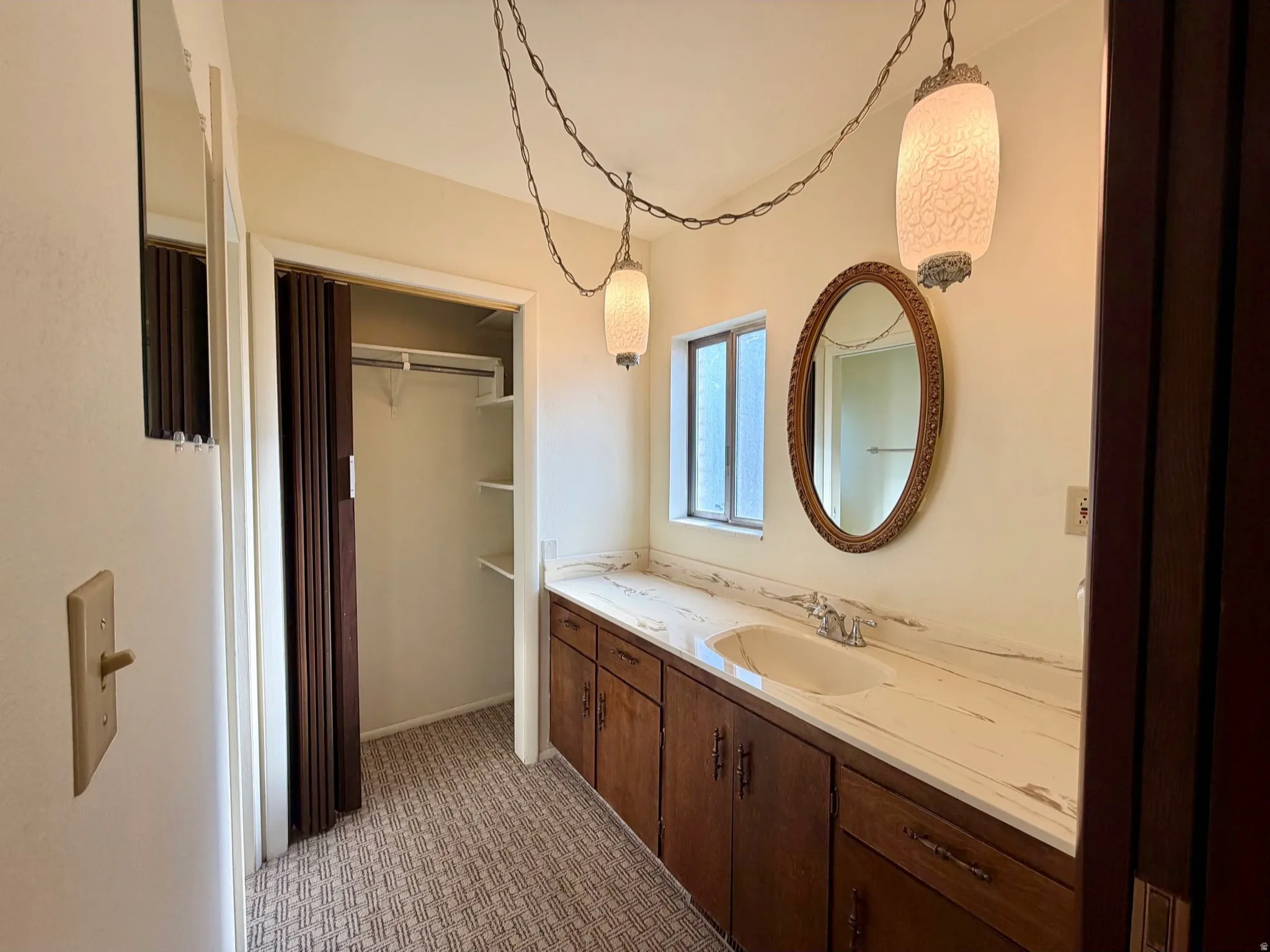 Well lit main bathroom
