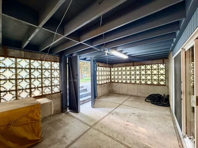 Convenient storage area with outside back yard access
