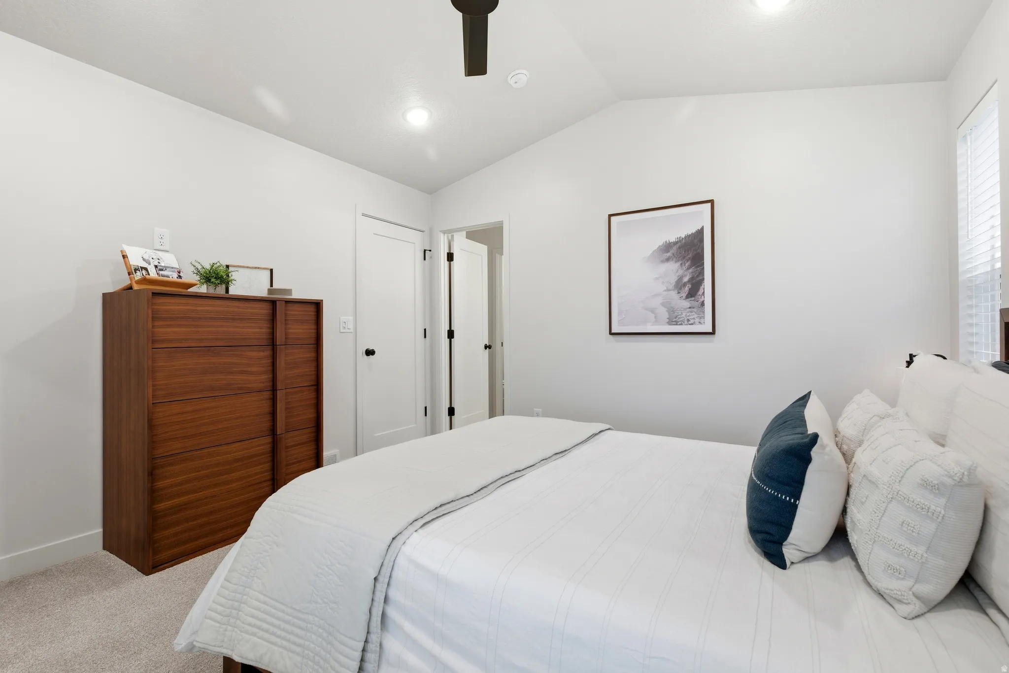 Vaulted ceiling enhancing the spacious feel of the room