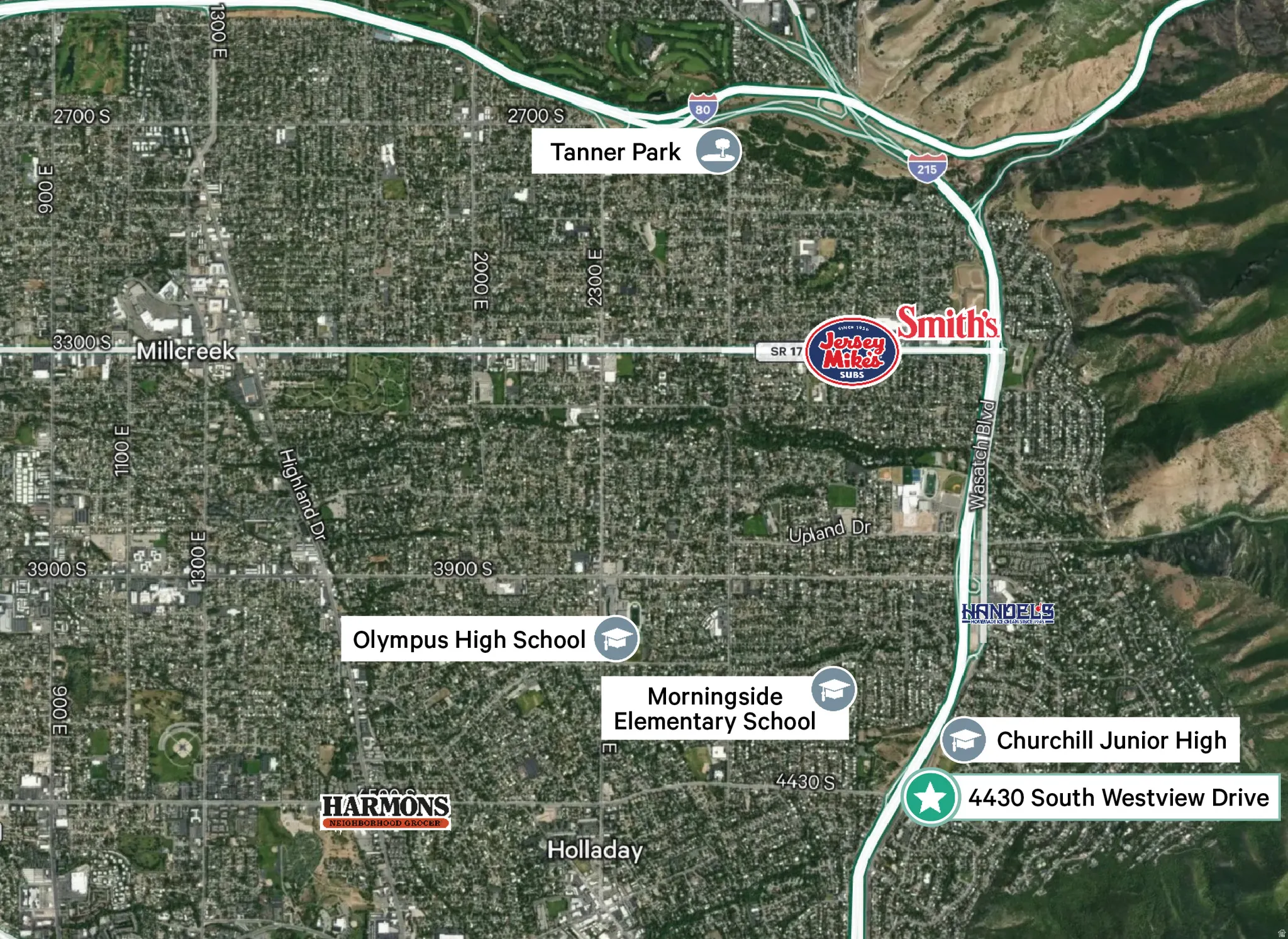 Location Map. Depicting the property's coordinates and local establishments