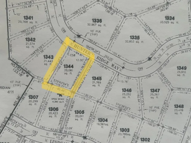 Subdivision Plat. Illustrating lot dimensions and configurations within the property