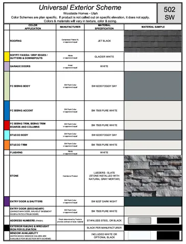 Exterior Color Scheme Sheet